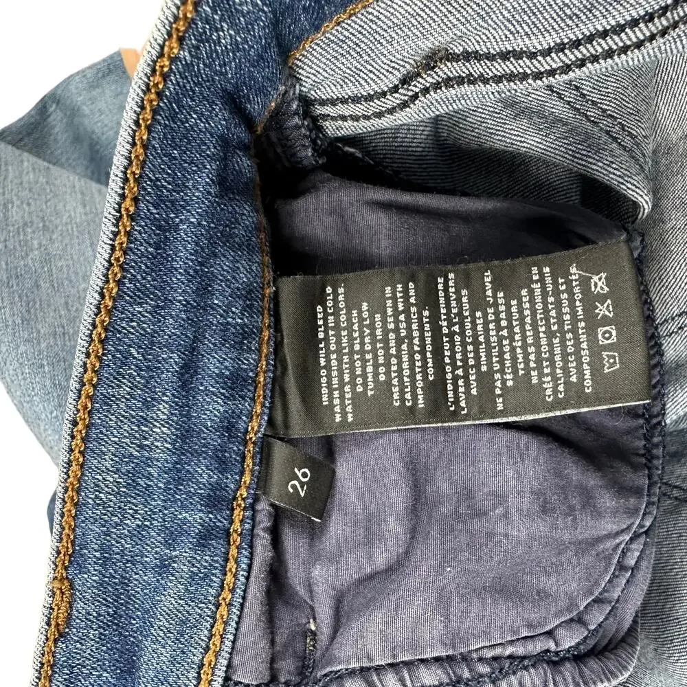 J‎ BRAND Leenah Blue Medium Wash Skinny Denim Jeans Size 26 Frayed Raw Hems - Picture 7 of 7